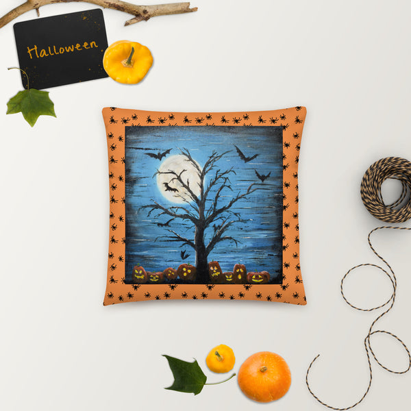 Halloween Night Time Scene Pillow